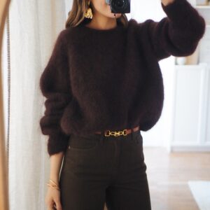 Pull Bergame brun profond