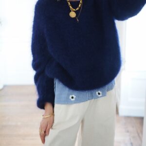 Pull Bergame bleu iris