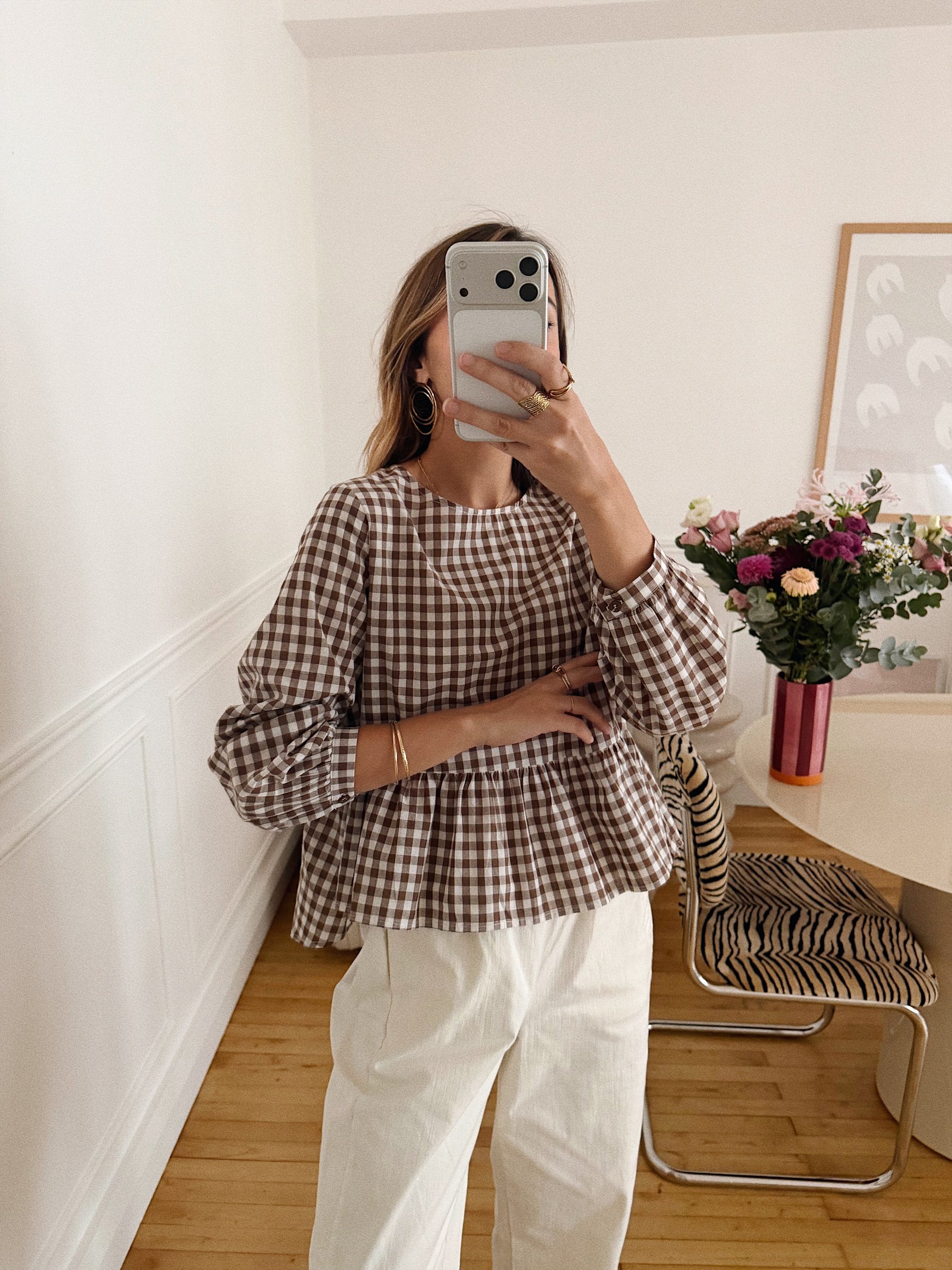 Blouse Charlotte vichy camel 2 Blouse Charlotte vichy camel 2