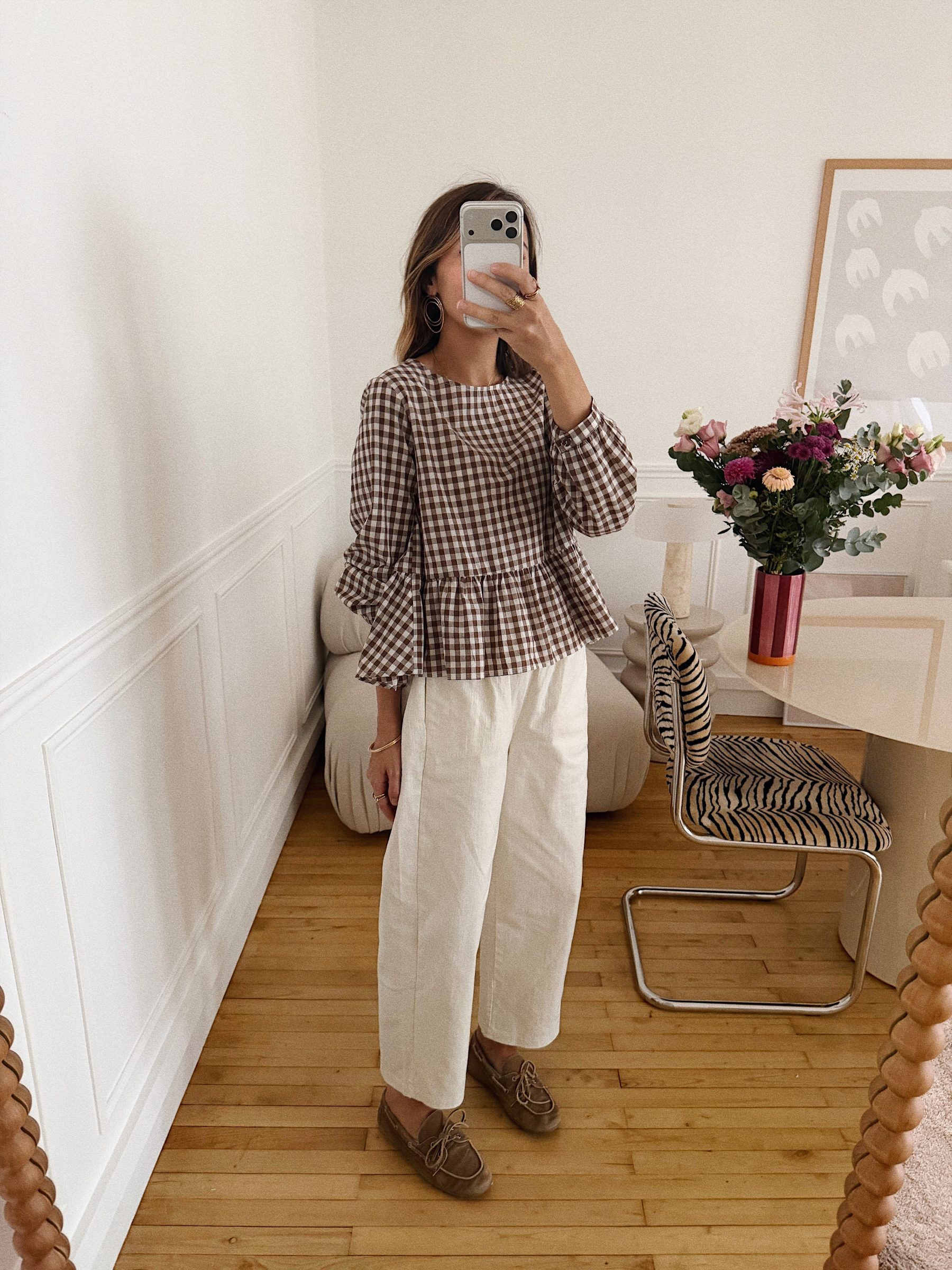 Blouse Charlotte vichy camel 3 Blouse Charlotte vichy camel 3
