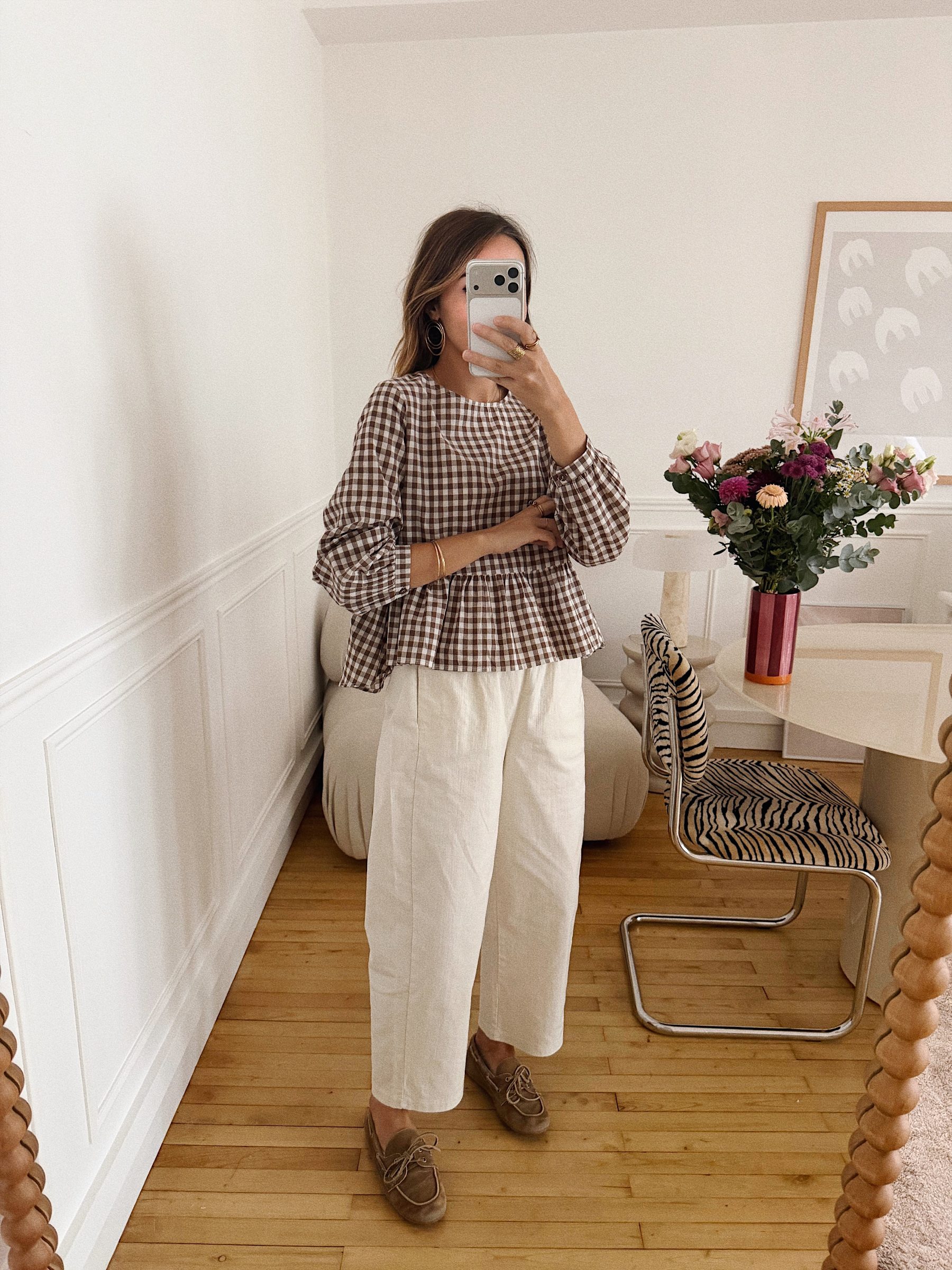 Blouse Charlotte vichy camel 4 Blouse Charlotte vichy camel 4