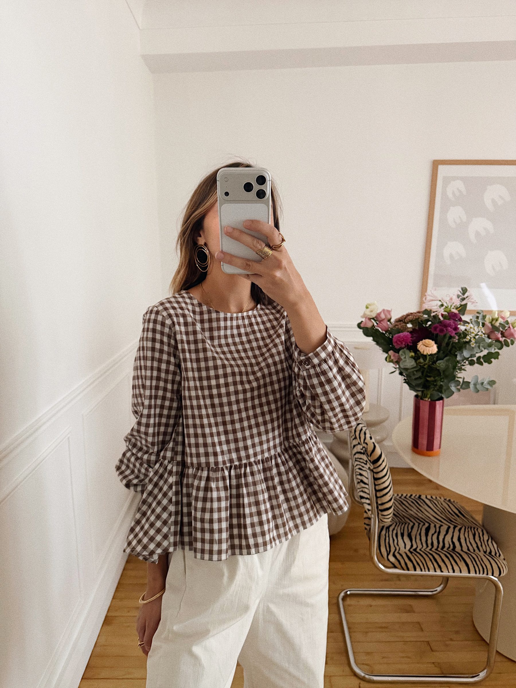 Blouse Charlotte vichy camel 7 Blouse Charlotte vichy camel 7