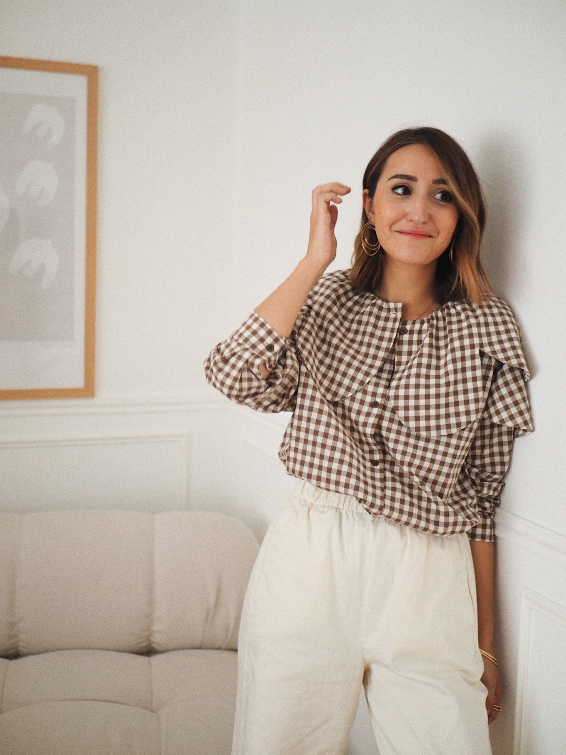Blouse Gabi vichy camel 1