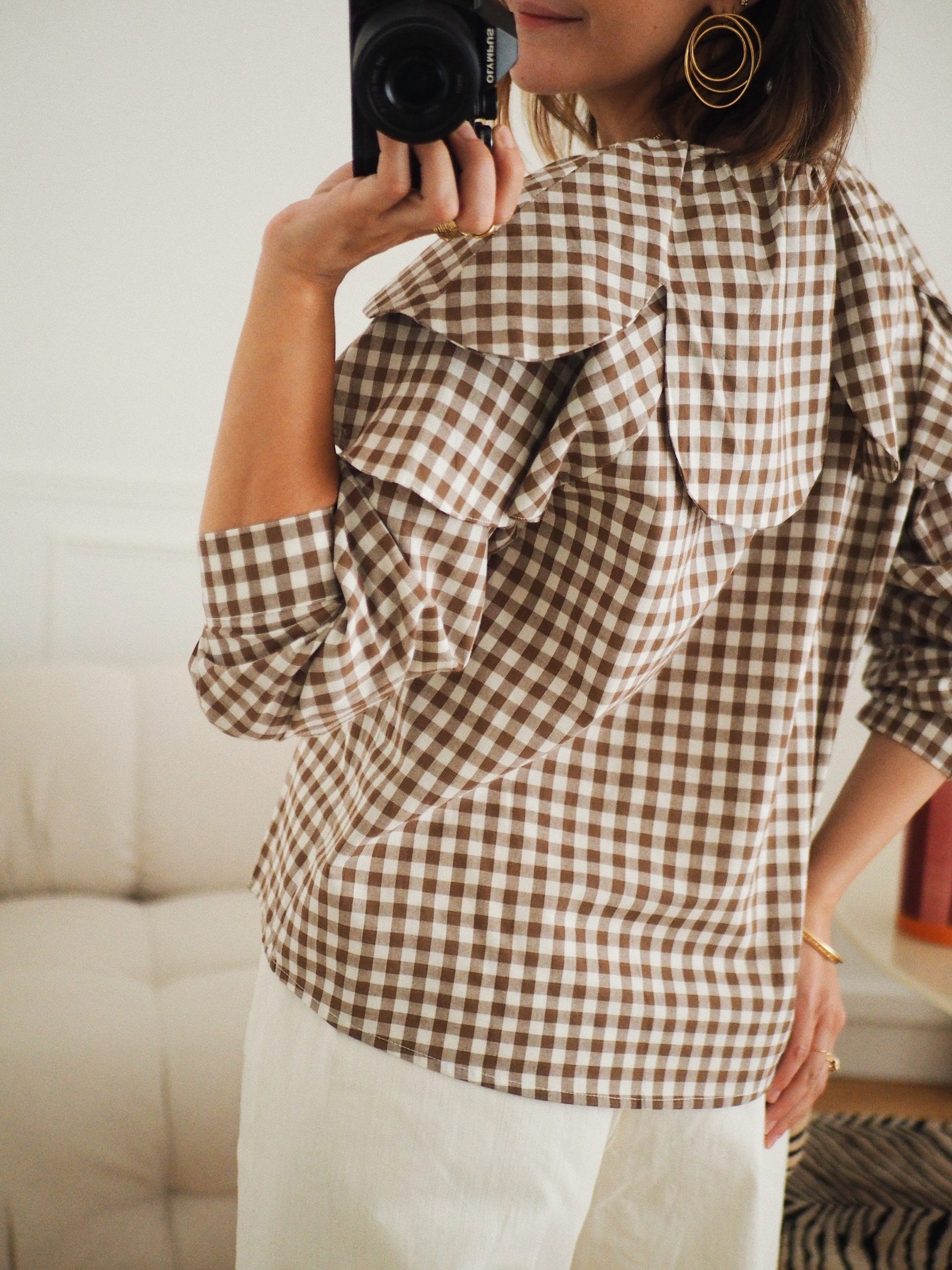 Blouse Gabi vichy camel 2 Blouse Gabi vichy camel 2