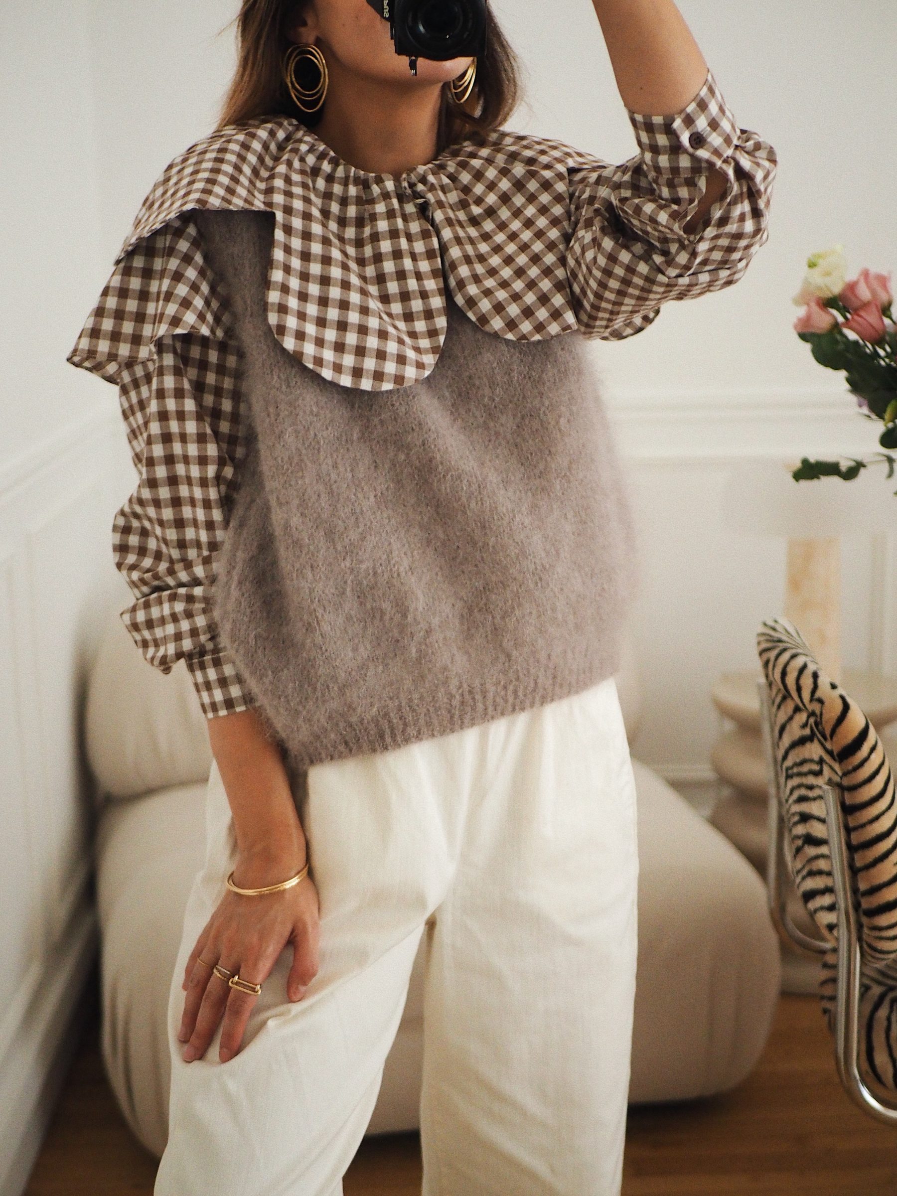 Blouse Gabi vichy camel 4 Blouse Gabi vichy camel 4