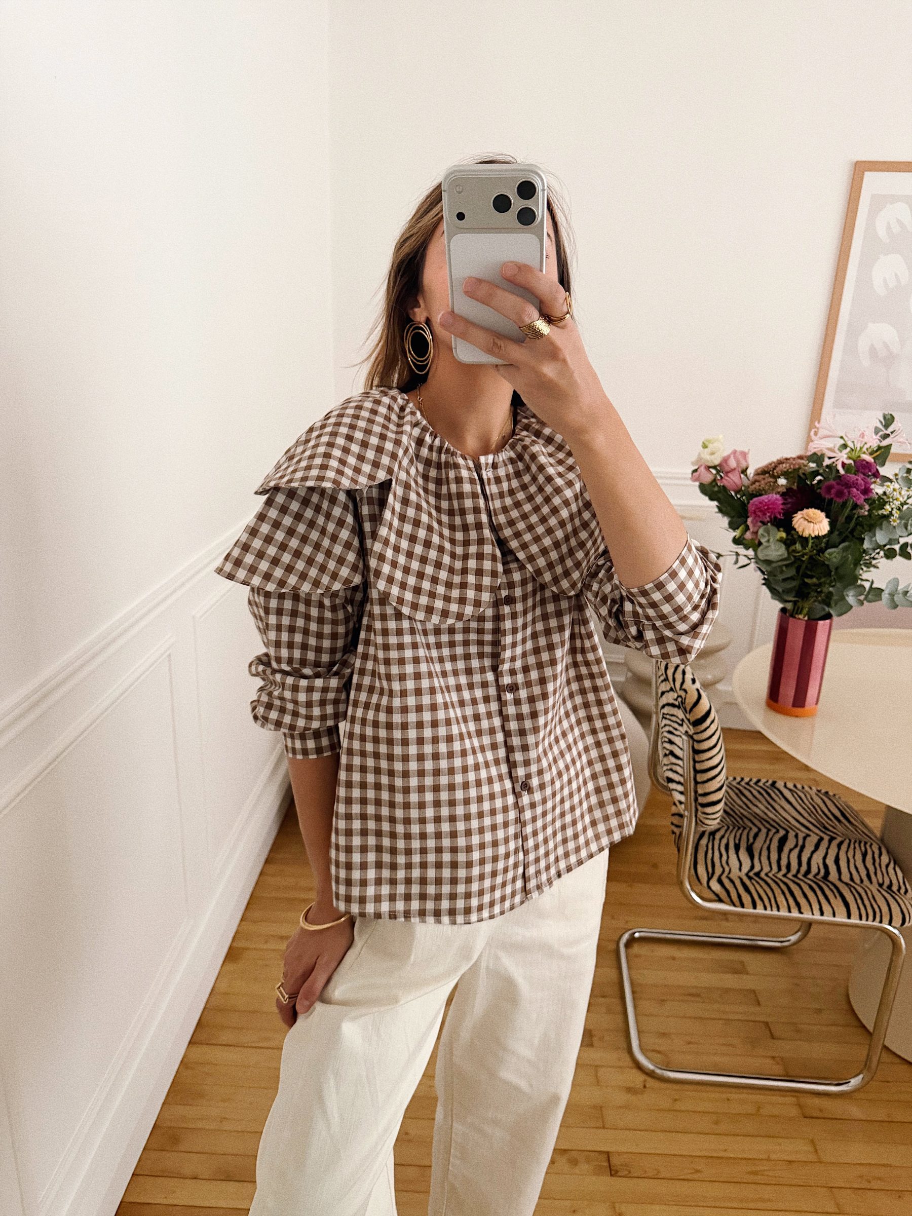 Blouse Gabi vichy camel 5 Blouse Gabi vichy camel 5