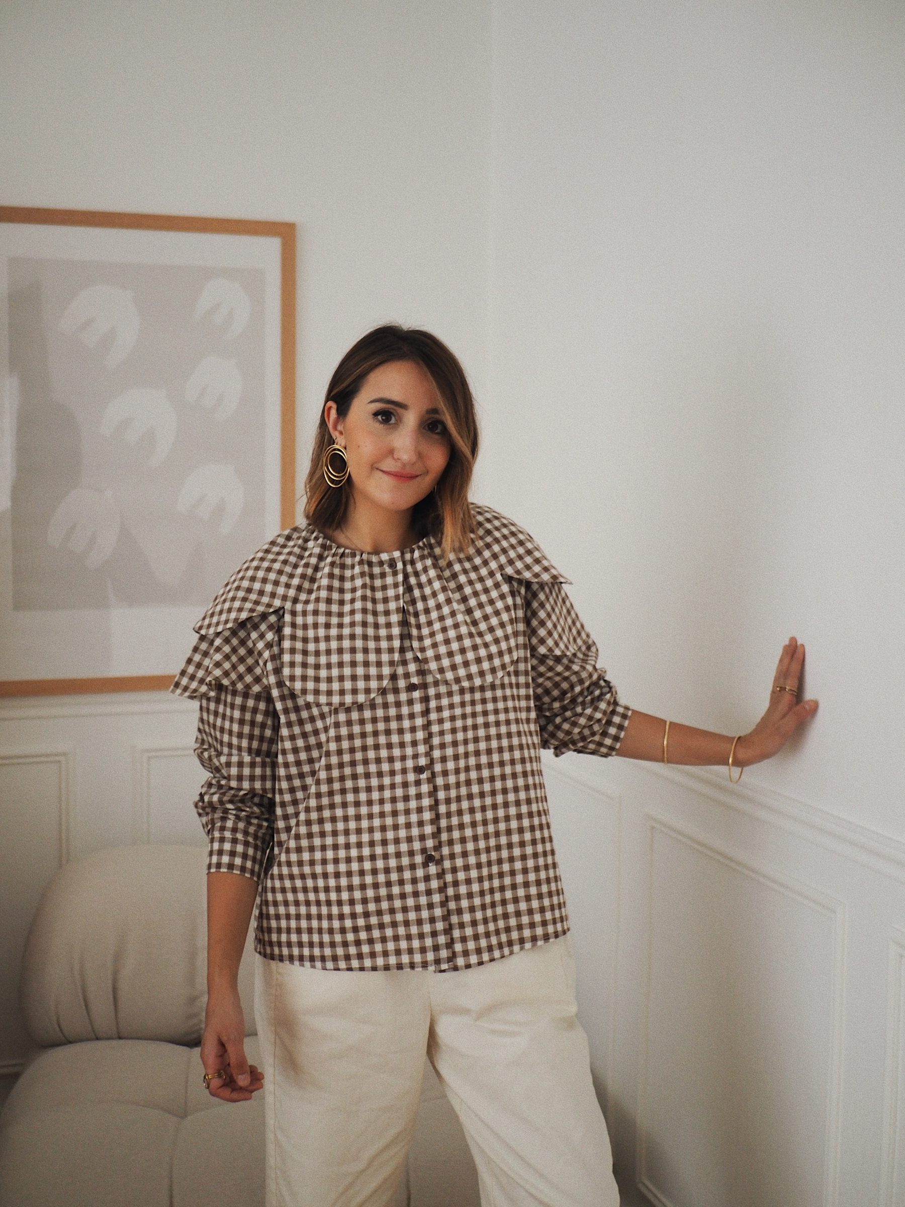 Blouse Gabi vichy camel 6 Blouse Gabi vichy camel 6