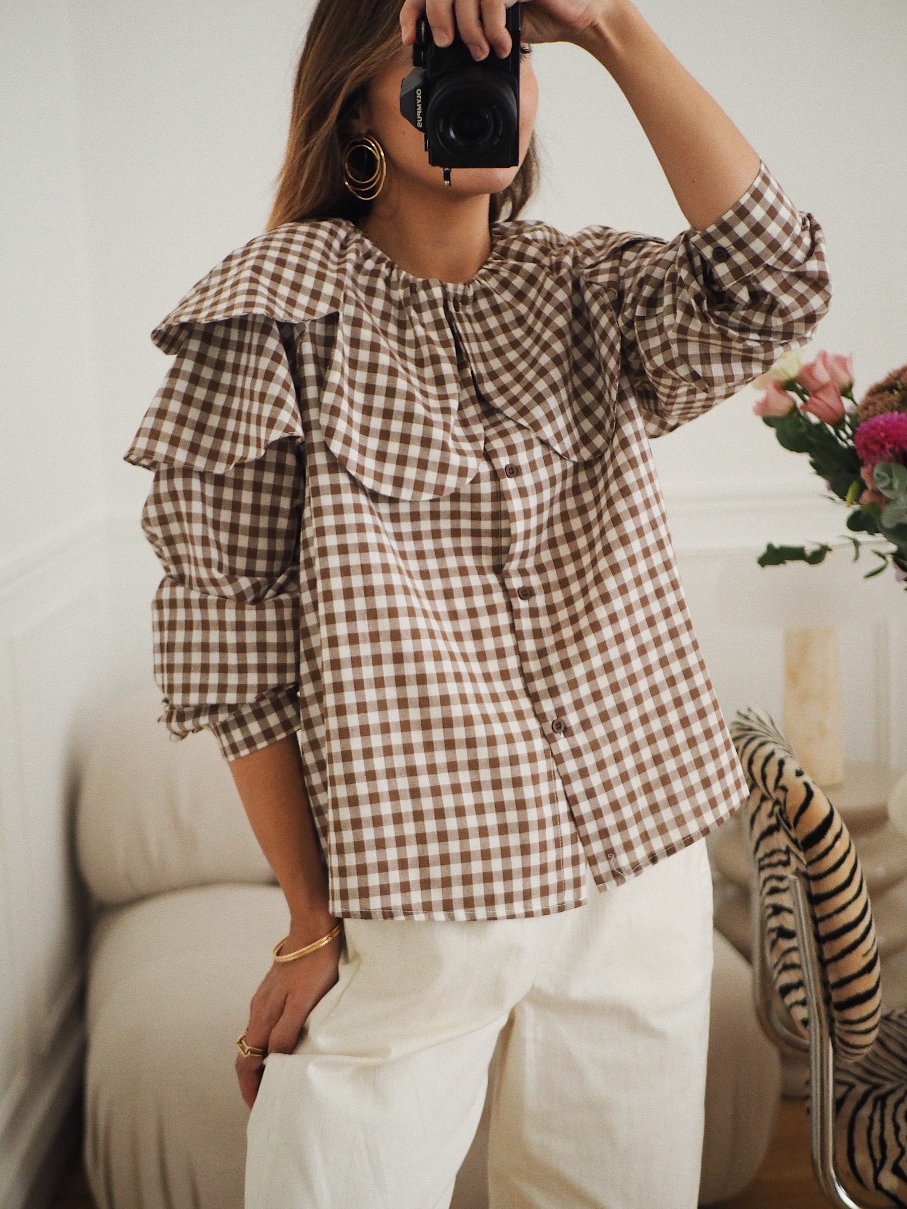 Blouse Gabi vichy camel 7 Blouse Gabi vichy camel 7