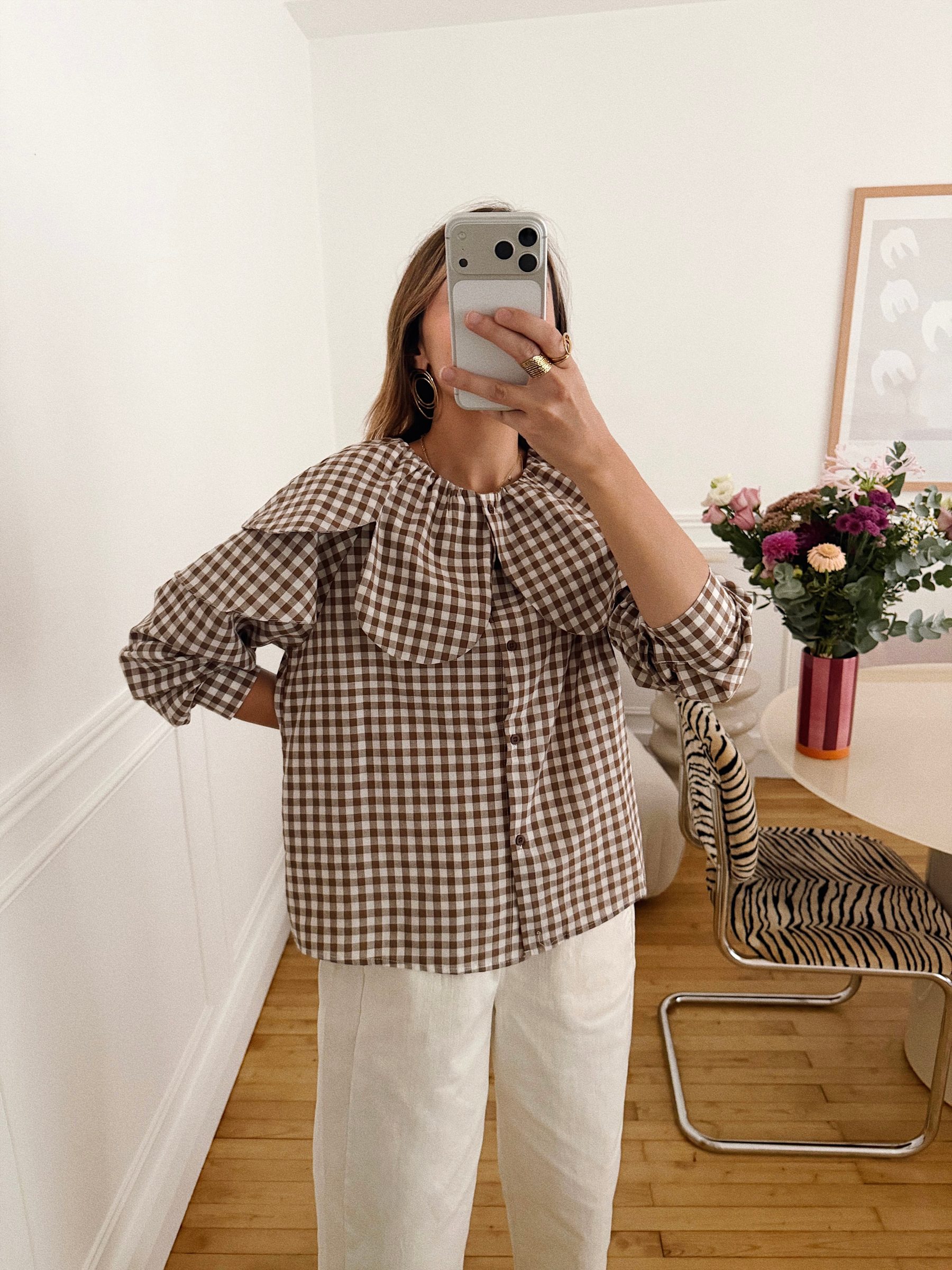 Blouse Gabi vichy camel 8 Blouse Gabi vichy camel 8